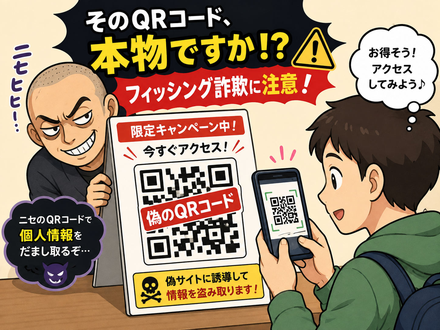 偽QRコード・フィッシングへの注意
